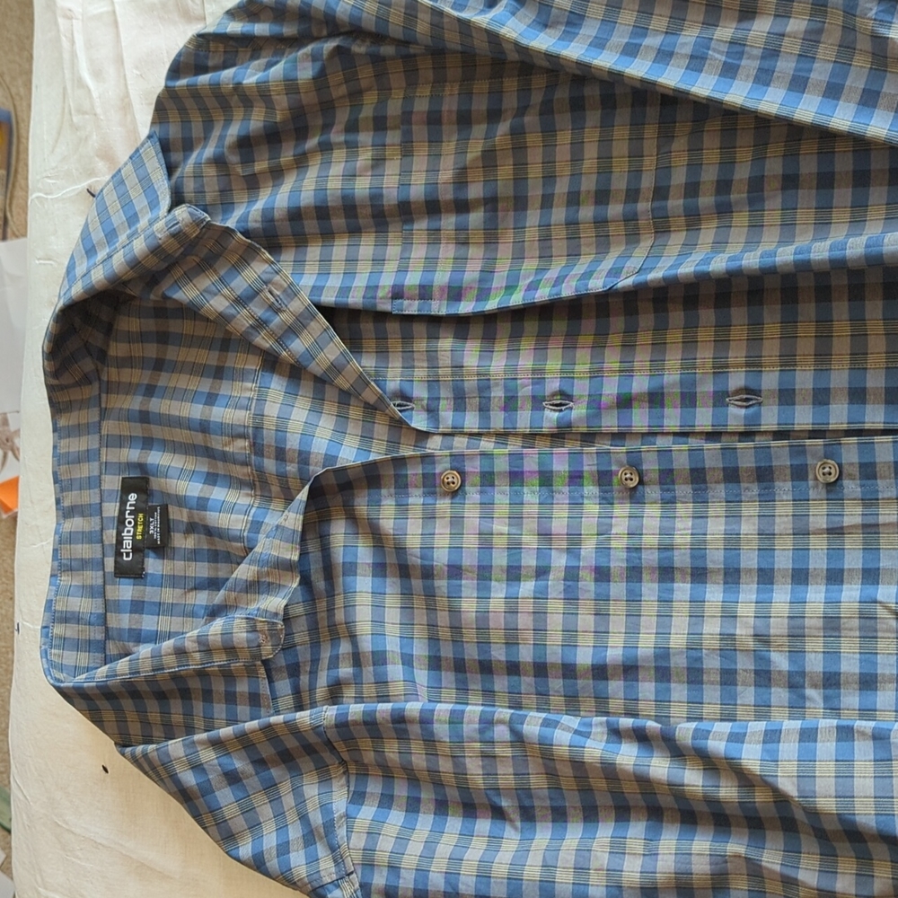 Men's Claiborne Plaid button down shirt, 3XLT